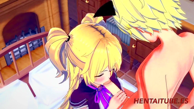 Fischl from Genshin Impact Enjoys Blowjob & Pussy Fucking for Creampie Finish