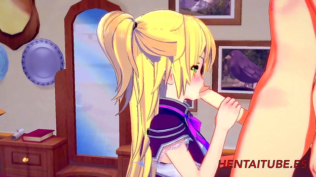 Fischl from Genshin Impact Enjoys Blowjob & Pussy Fucking for Creampie Finish