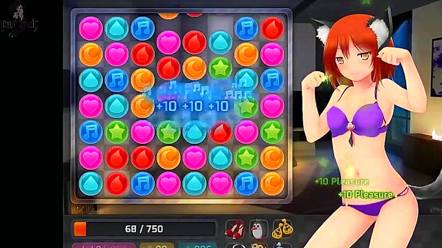 Brunette Catgirl Goddess Fucks Alien in Huniepop for Big-Ass Blowjob & CreampieCumshot