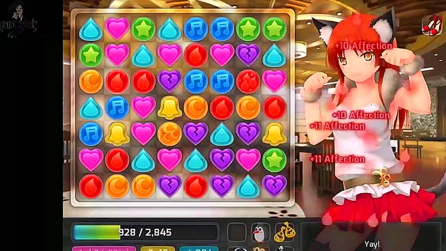 Brunette Catgirl Goddess Fucks Alien in Huniepop for Big-Ass Blowjob & CreampieCumshot