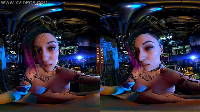 VR Intimacy With Pink-Haired Judy Alvarez in Cyberpunk Night City Server Room