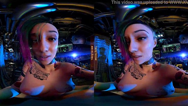 VR Intimacy With Pink-Haired Judy Alvarez in Cyberpunk Night City Server Room