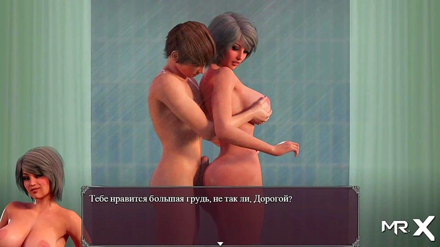 Mature Babe Gives Handjob In Shower During Lustful Hentai Game Session