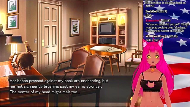 Lewd VTuber Neko Seduces in 'My GF is the President!' Anime Livestream