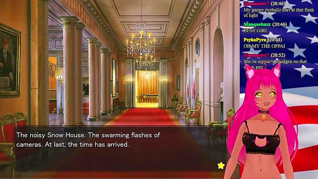 Lewd VTuber Neko Seduces in 'My GF is the President!' Anime Livestream