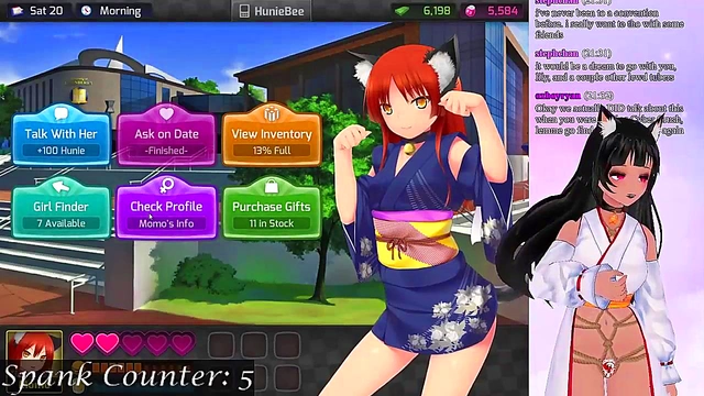 Lewd VTuber Neko Spanks & Seduces in Anime Visual Novel Livestream