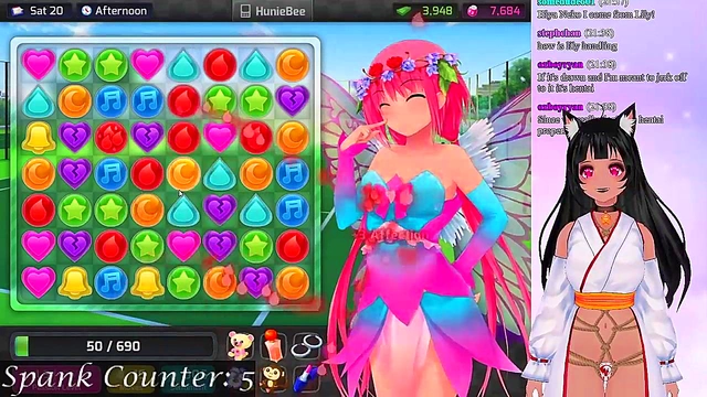 Lewd VTuber Neko Spanks & Seduces in Anime Visual Novel Livestream