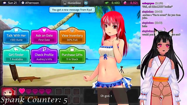 Lewd VTuber Neko Spanks & Seduces in Anime Visual Novel Livestream