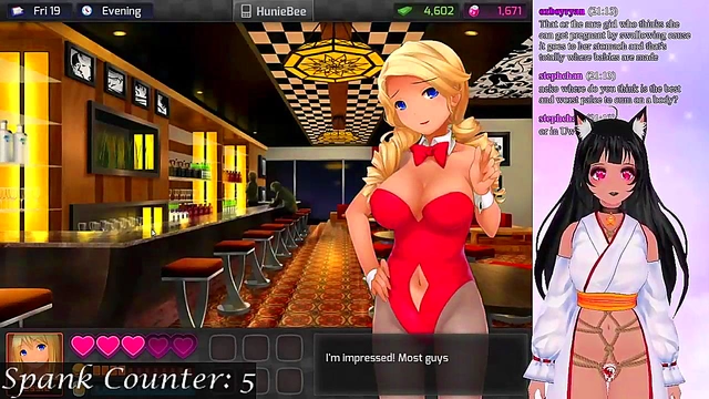 Lewd VTuber Neko Spanks & Seduces in Anime Visual Novel Livestream