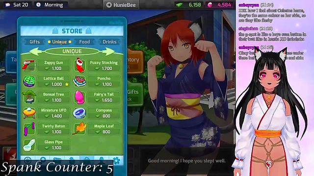 Lewd VTuber Neko Spanks & Seduces in Anime Visual Novel Livestream