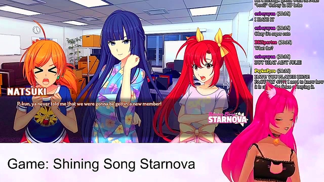 Lewd VTuber Neko Enjoying Intense Anime Action in Shining Song Starnova
