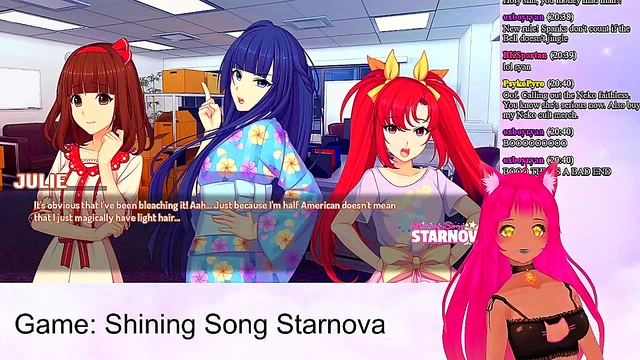 Lewd VTuber Neko Enjoying Intense Anime Action in Shining Song Starnova