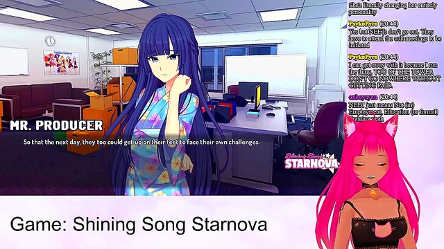Lewd VTuber Neko Enjoying Intense Anime Action in Shining Song Starnova