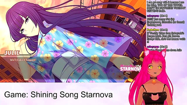 Lewd VTuber Neko Enjoying Intense Anime Action in Shining Song Starnova