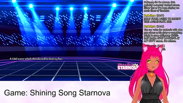 Lewd VTuber Neko Enjoying Intense Anime Action in Shining Song Starnova