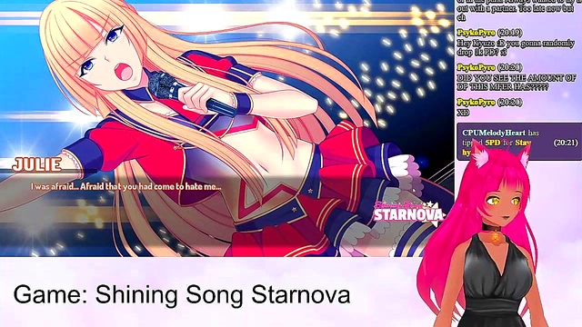 Lewd VTuber Neko Enjoying Intense Anime Action in Shining Song Starnova