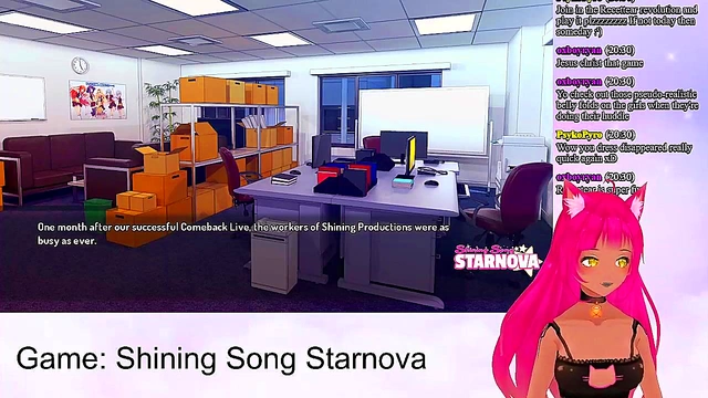 Lewd VTuber Neko Enjoying Intense Anime Action in Shining Song Starnova