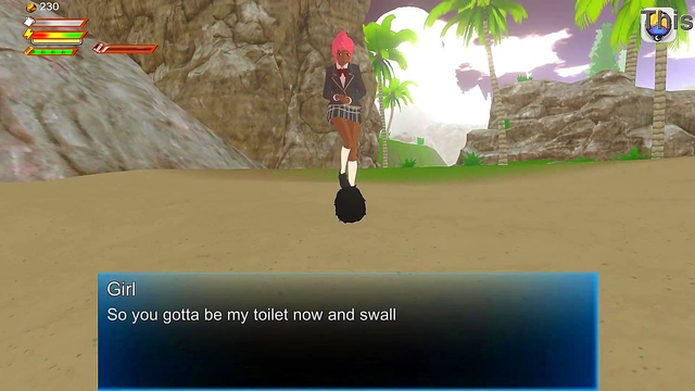 Horny Student Slave Gets Pissed On By Femdom Mistress at Beach