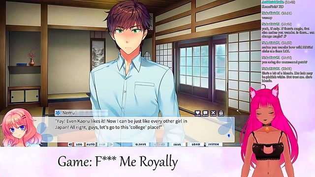 Lewd Vtuber Neko Seduces With Big Boobs In Anime Livestream Fantasy