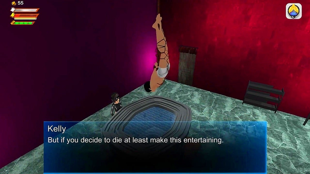 Dominatrix Humiliates Submissive in Busty Bathroom Pool Scene