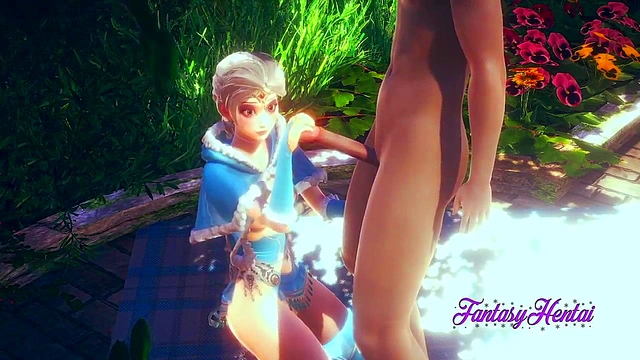 Elsa from Frozen Gets Fucked & Gives Blowjob for Double Creampie in Manga Anime Porn