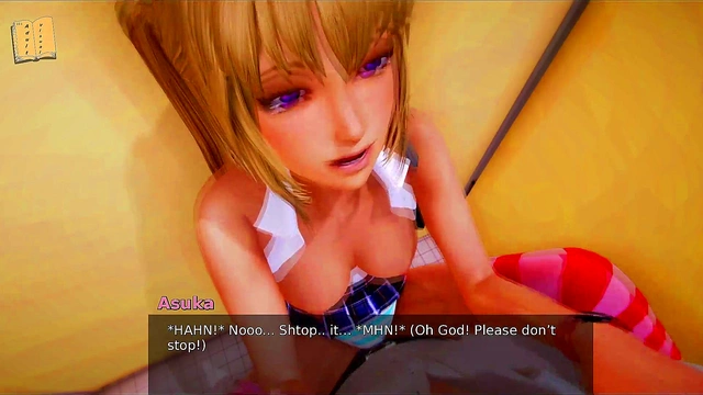 Hot Blonde College Student Fucks Big Dick Standing Up In Anime Game Walkthrough