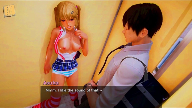 Hot Blonde College Student Fucks Big Dick Standing Up In Anime Game Walkthrough