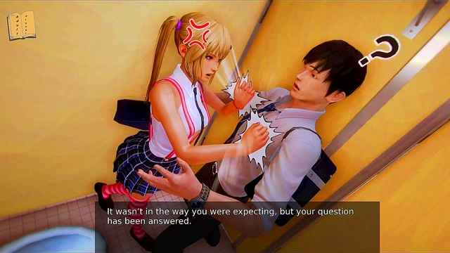 Hot Blonde College Student Fucks Big Dick Standing Up In Anime Game Walkthrough