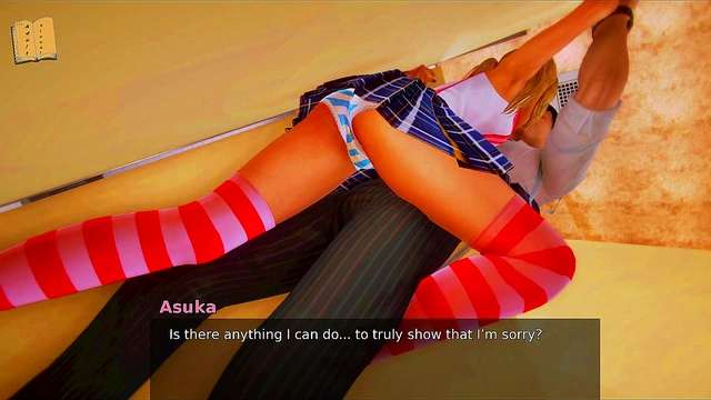 Hot Blonde College Student Fucks Big Dick Standing Up In Anime Game Walkthrough