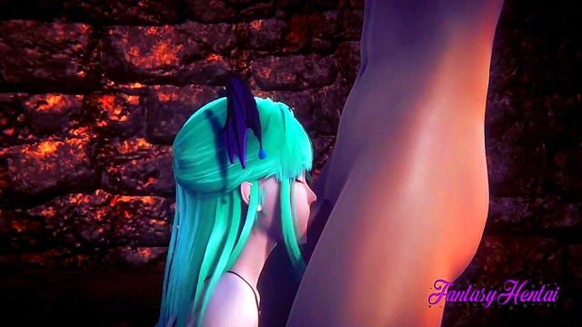 Morrigan from Darkstalkers Jerks Off, Gives Blowjob & Cunnilingus in 3D Hentai
