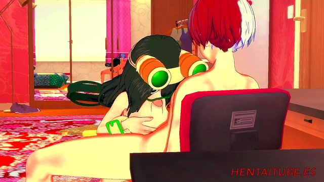 Tsuyu Asui & Todoroki Shoto’s Steamy My Hero Academia Hentai Session Ends in Creampie