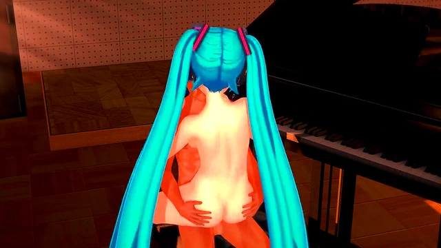 Hatsune Miku Vocaloid Teen Anime Gets Fucked for Hot Hentai Blowjob&Cumshot Scene