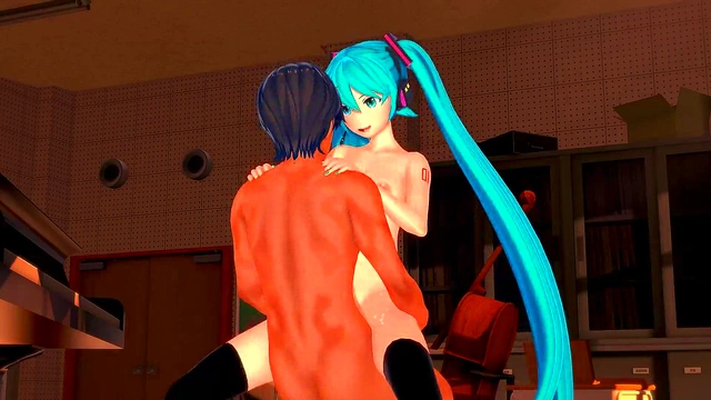 Hatsune Miku Vocaloid Teen Anime Gets Fucked for Hot Hentai Blowjob&Cumshot Scene