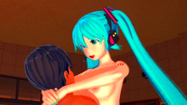 Hatsune Miku Vocaloid Teen Anime Gets Fucked for Hot Hentai Blowjob&Cumshot Scene