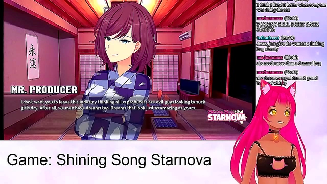 Lewd VTuber Neko Enjoying Intense Anime Sex Scenes from Shining Song Starnova