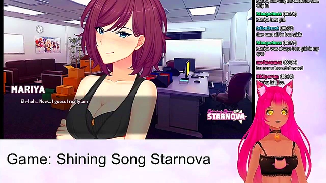 Lewd VTuber Neko Enjoying Intense Anime Sex Scenes from Shining Song Starnova