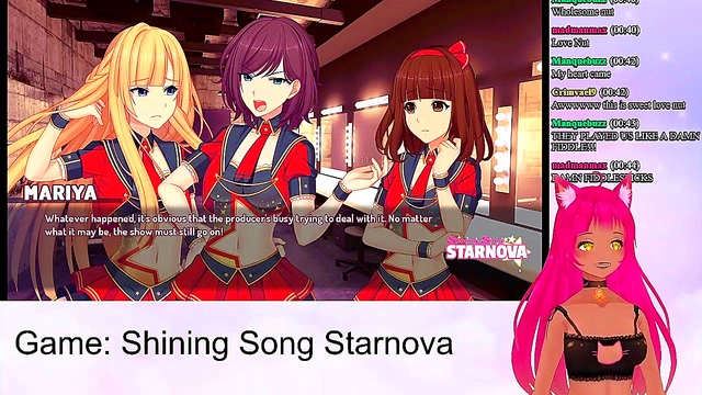 Lewd VTuber Neko Enjoying Intense Anime Sex Scenes from Shining Song Starnova