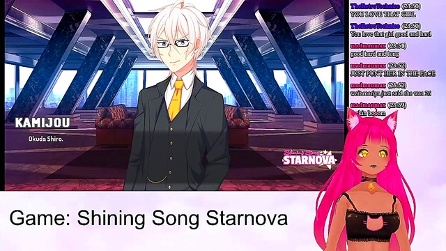 Lewd VTuber Neko Enjoying Intense Anime Sex Scenes from Shining Song Starnova
