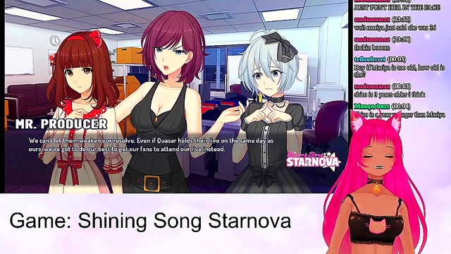 Lewd VTuber Neko Enjoying Intense Anime Sex Scenes from Shining Song Starnova