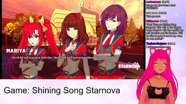 Lewd VTuber Neko Enjoying Intense Anime Sex Scenes from Shining Song Starnova