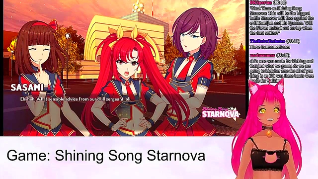 Lewd VTuber Neko Enjoying Intense Anime Sex Scenes from Shining Song Starnova