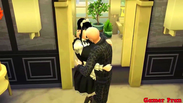 Hot Milf Maid Cheats With Boss While Husband Watches in Dragon Ball Hentai