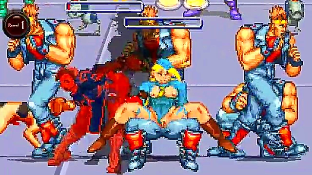 Horny Street Fighter Girls Cammy & Chun-Li Battle for Big-Cock Gangbang Creampie