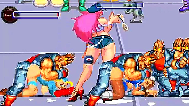 Horny Street Fighter Girls Cammy & Chun-Li Battle for Big-Cock Gangbang Creampie