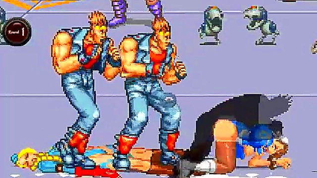 Horny Street Fighter Girls Cammy & Chun-Li Battle for Big-Cock Gangbang Creampie