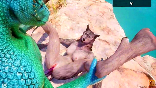 Wild 3D Anime Wolfess Rides Lizard Man for Intense Orgasmic Adventure