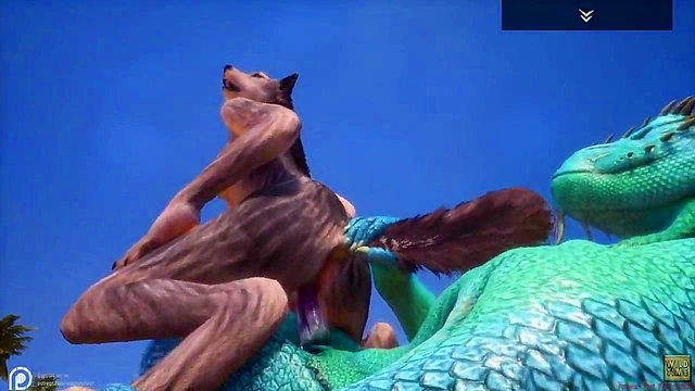 Wild 3D Anime Wolfess Rides Lizard Man for Intense Orgasmic Adventure