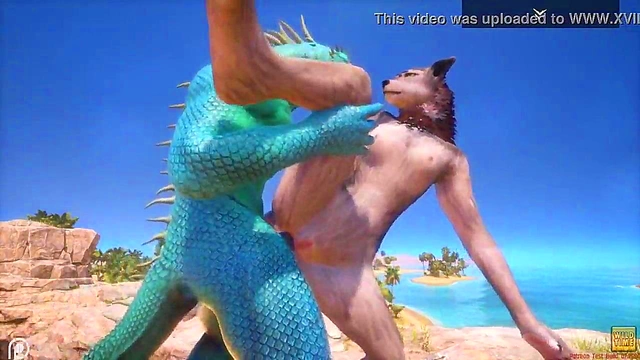 Wild 3D Anime Wolfess Rides Lizard Man for Intense Orgasmic Adventure