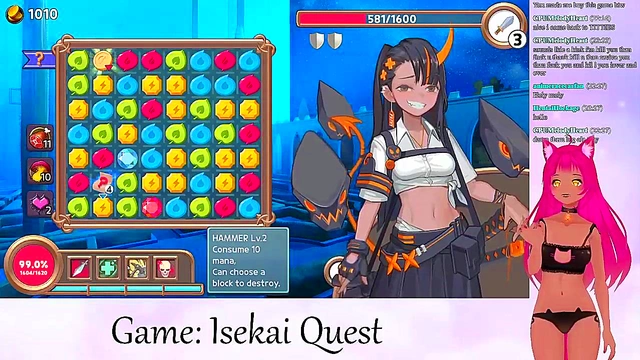 Lewd VTuber Neko Rides Big Dick for Cumshot Creampie in Isekai Adventure Livestream