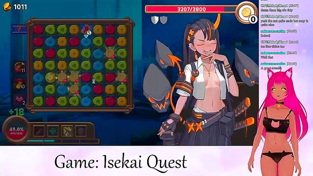 Lewd VTuber Neko Rides Big Dick for Cumshot Creampie in Isekai Adventure Livestream